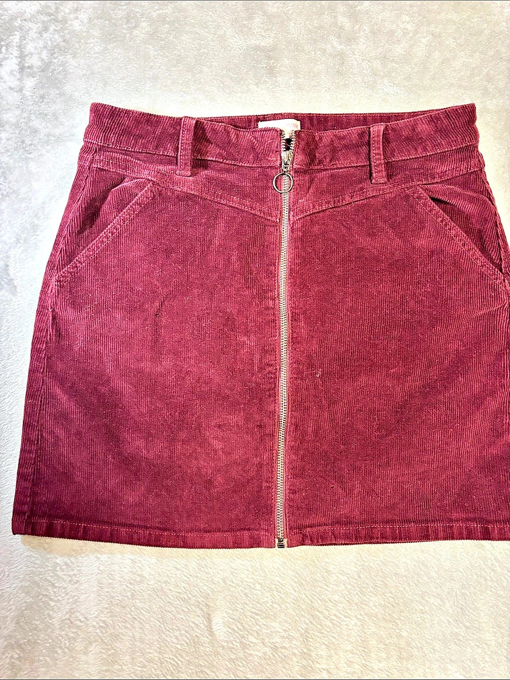 SO Corduroy Mini Skirt in Burgundy Waist 11/30